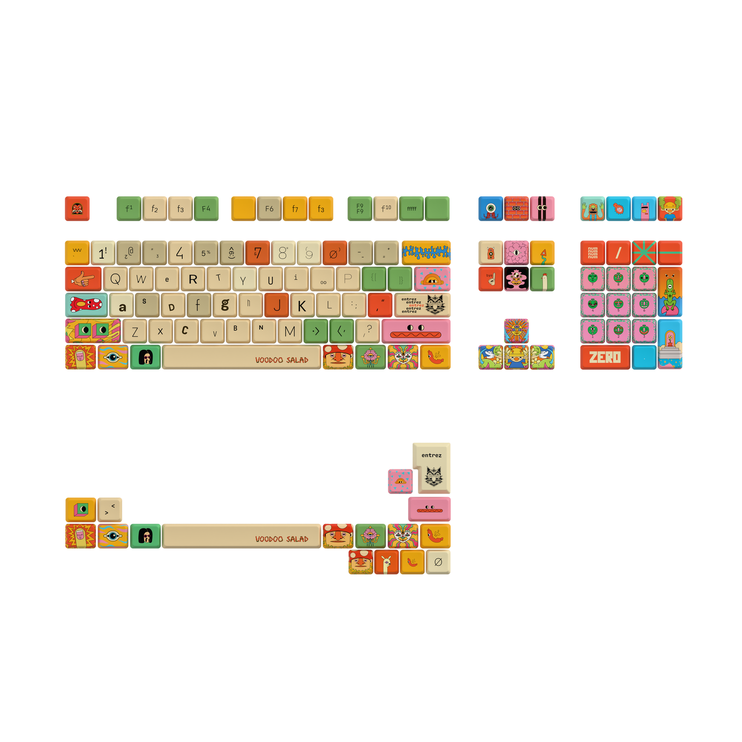 Voodoo Salad "Retro Salad With Sausage" Low Profile Keycaps Set